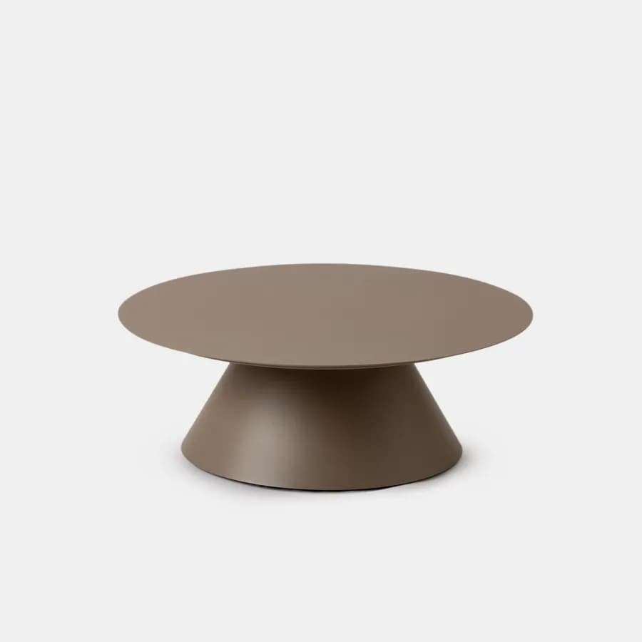 Tavolino da esterno rotondo 80 cm in alluminio tortora opaco - Dagre