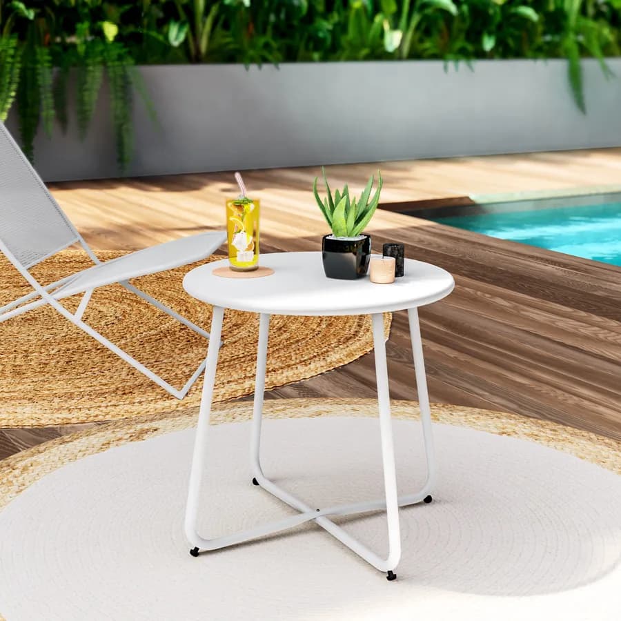 Tavolino da giardino 45x45h cm in acciaio bianco - Emoji
