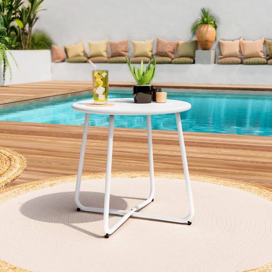 Tavolino da giardino 45x45h cm in acciaio bianco - Emoji