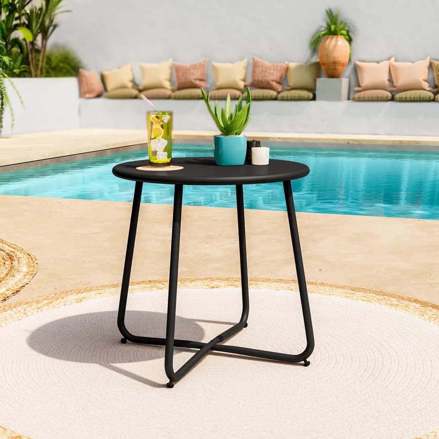 Tavolino da giardino 45x45h cm in acciaio nero - Emoji