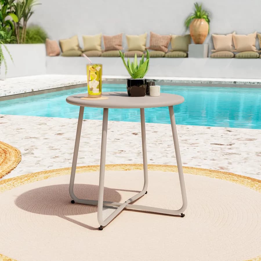 Tavolino da giardino 45x45h cm in acciaio tortora - Emoji