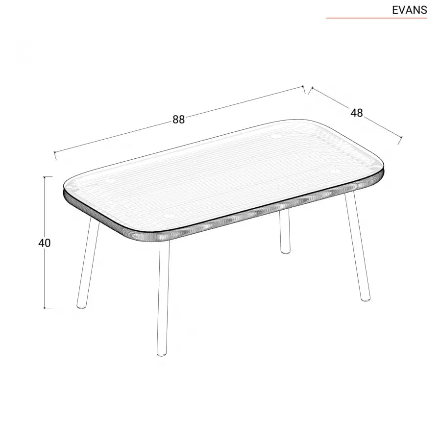 Tavolino da giardino 88x48 cm in acciaio antracite con top in vetro - Evans