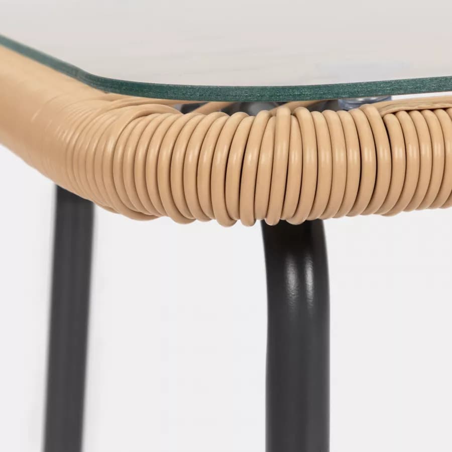 Tavolino da giardino 88x48 cm in acciaio antracite con top in vetro - Evans