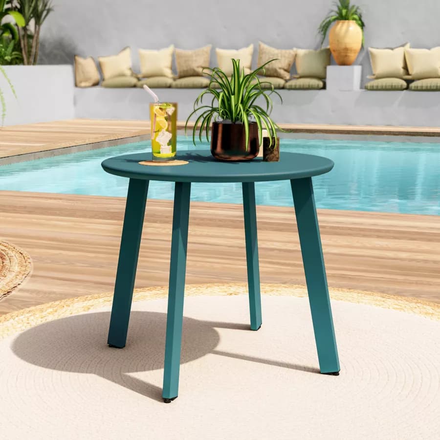 Tavolino da giardino 50x45h cm in acciaio blu petrolio - Goblin