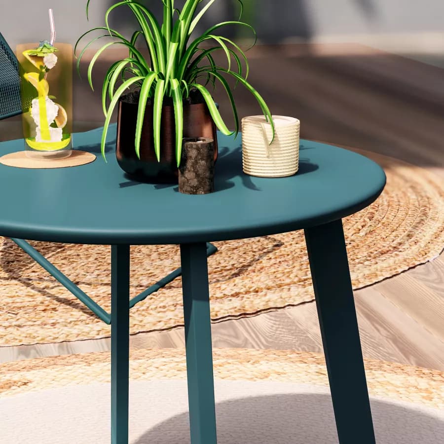 Tavolino da giardino 50x45h cm in acciaio blu petrolio - Goblin