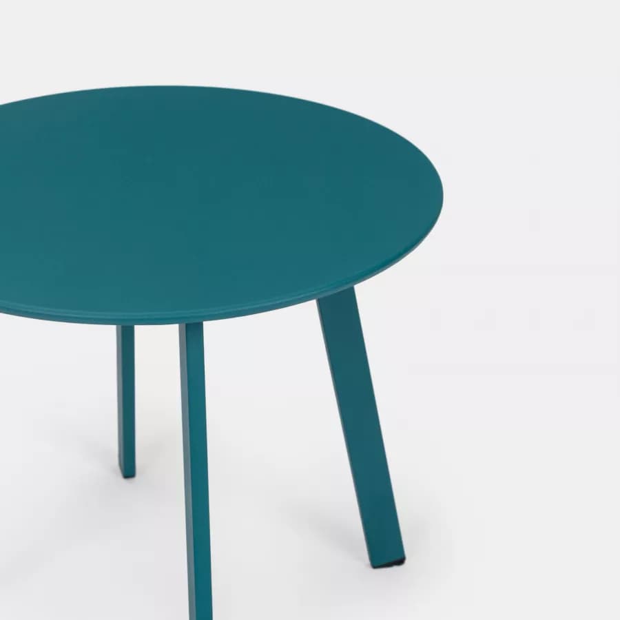 Tavolino da giardino 50x45h cm in acciaio blu petrolio - Goblin