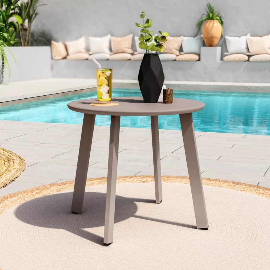 Tavolino da giardino 50x45h cm in acciaio tortora - Goblin