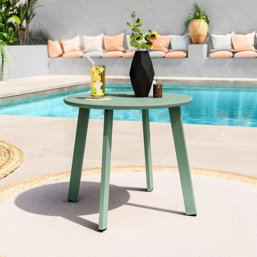 Tavolino da giardino 50x45h cm in acciaio verde marino - Goblin