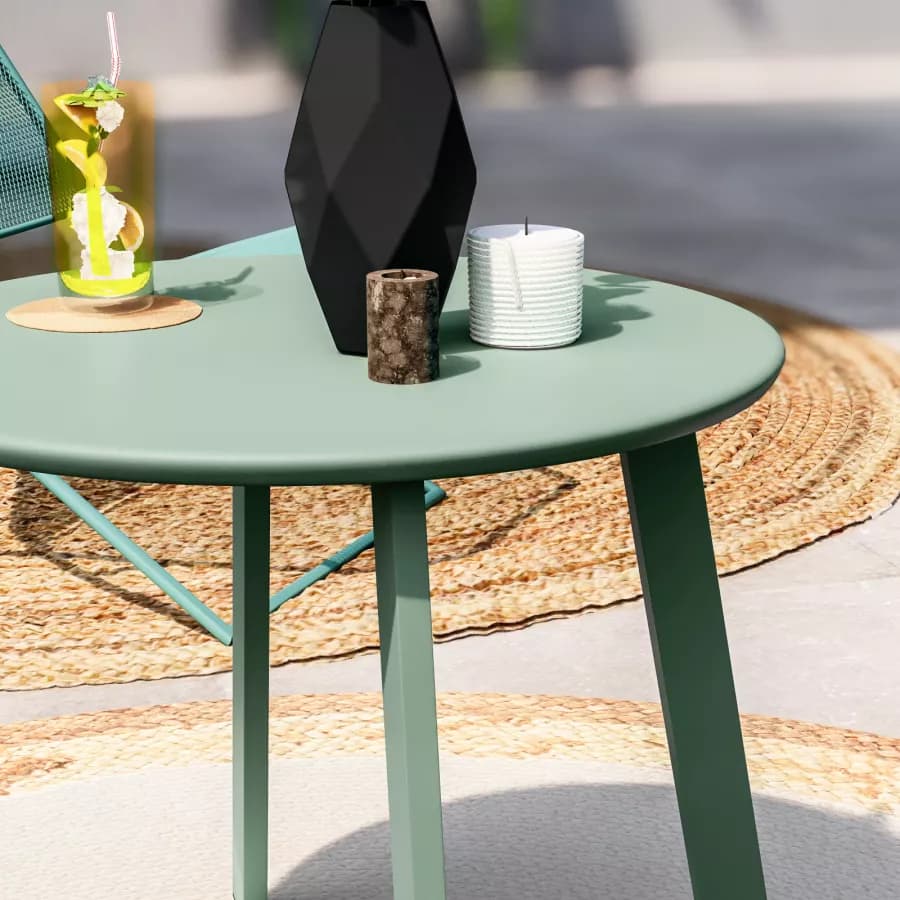 Tavolino da giardino 50x45h cm in acciaio verde marino - Goblin