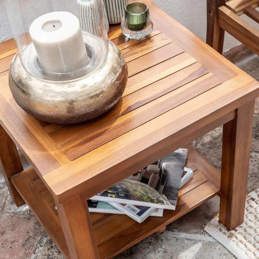 Tavolino da giardino 50x50 cm in legno teak - Louis