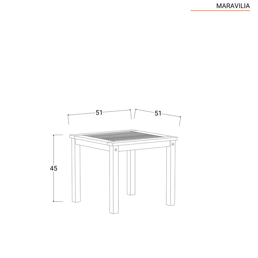 Tavolino da giardino 51x51 cm in legno di acacia - Maravilia