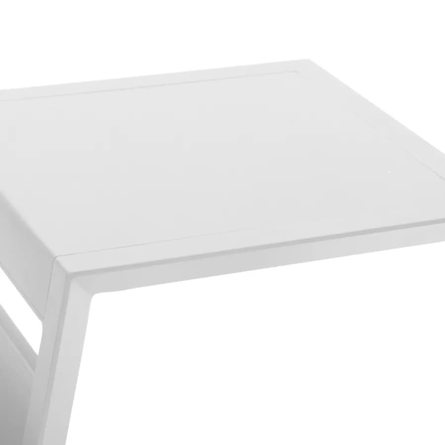 Tavolino da giardino 55x45 cm con portariviste in alluminio bianco - Coza