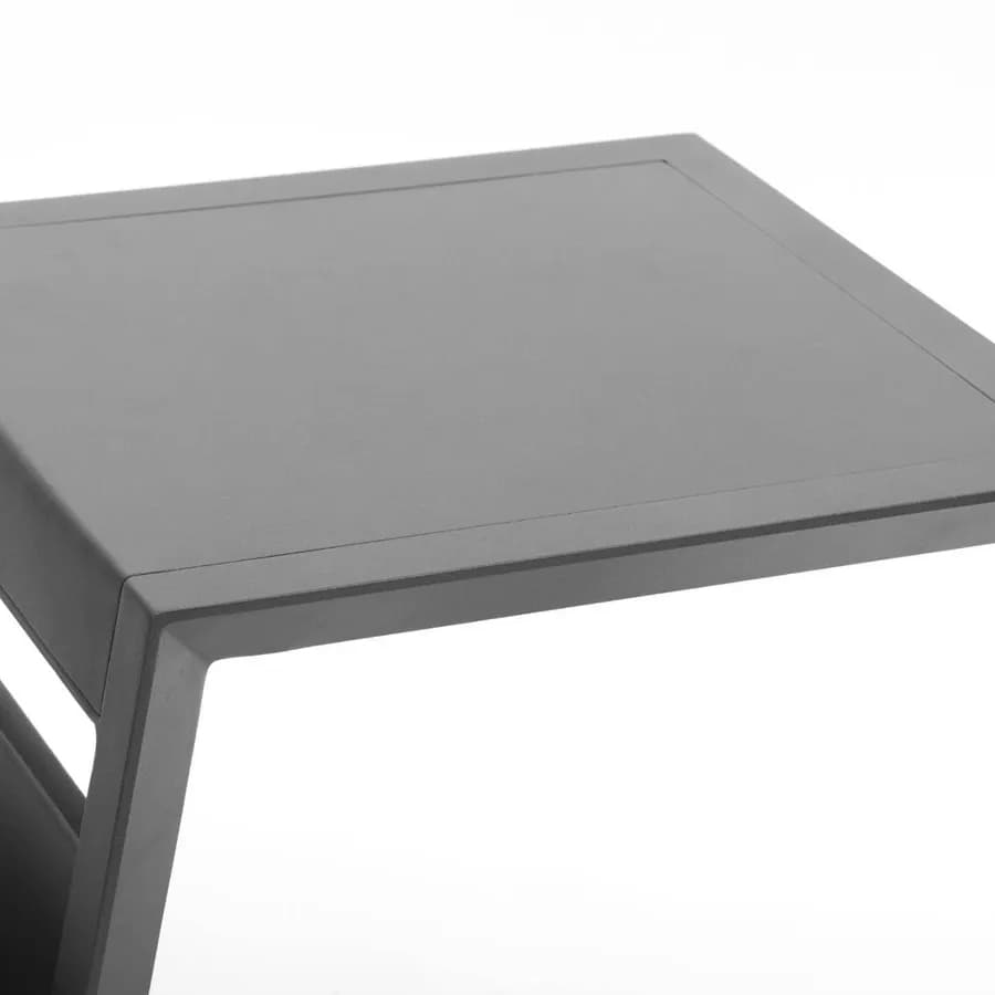Tavolino da giardino 55x45 cm con portariviste in alluminio grafite - Coza