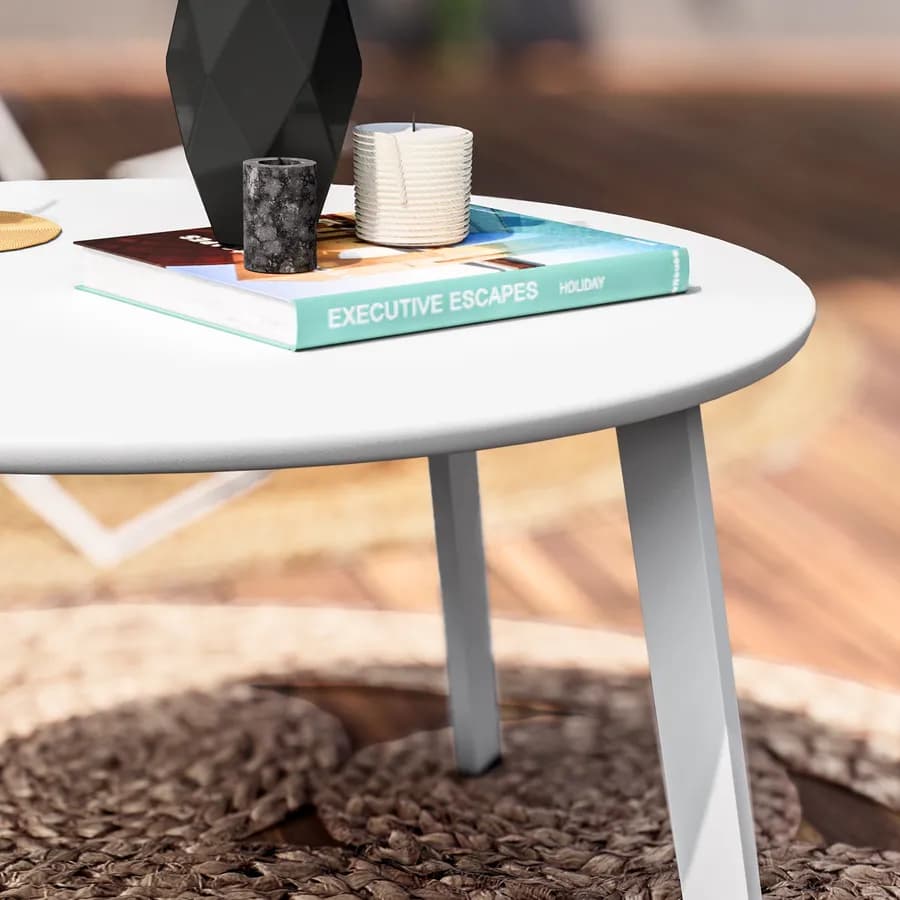 Tavolino da giardino rotondo 70 cm in acciaio bianco - Lagon