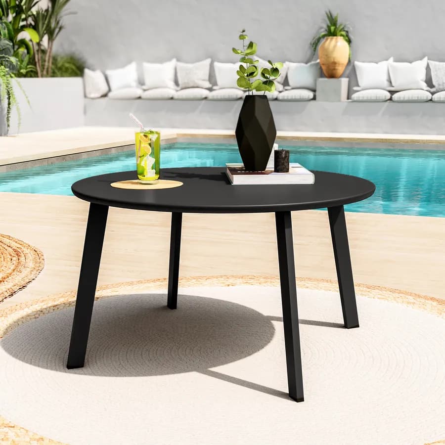 Tavolino da giardino rotondo 70 cm in acciaio nero - Lagon