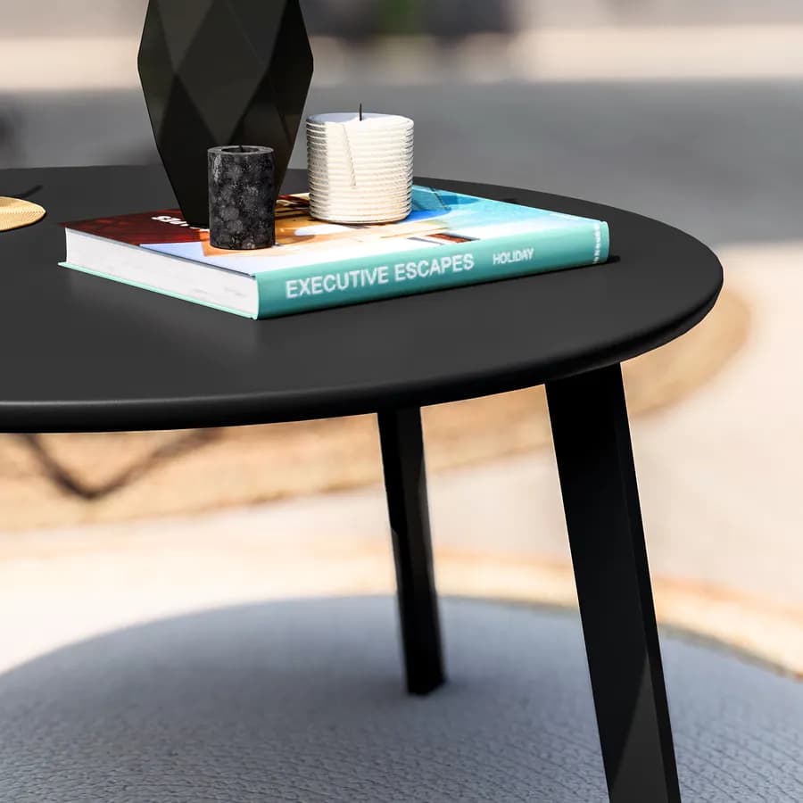 Tavolino da giardino rotondo 70 cm in acciaio nero - Lagon