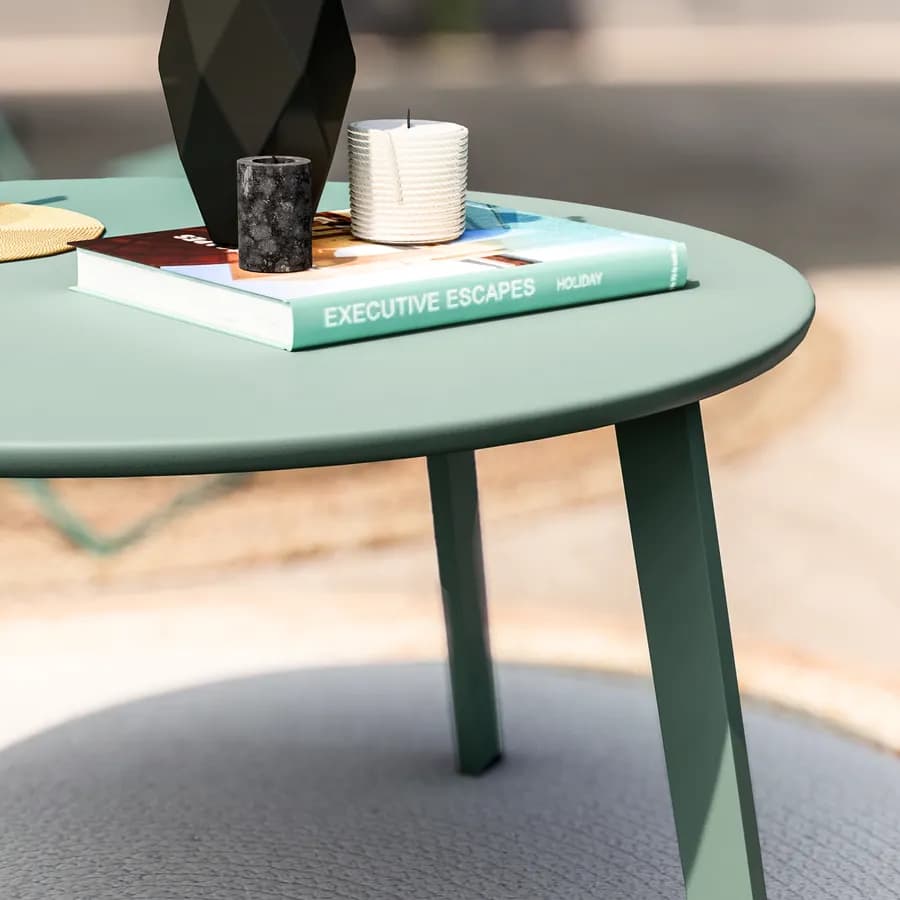 Tavolino da giardino rotondo 70 cm in acciaio verde marino - Lagon