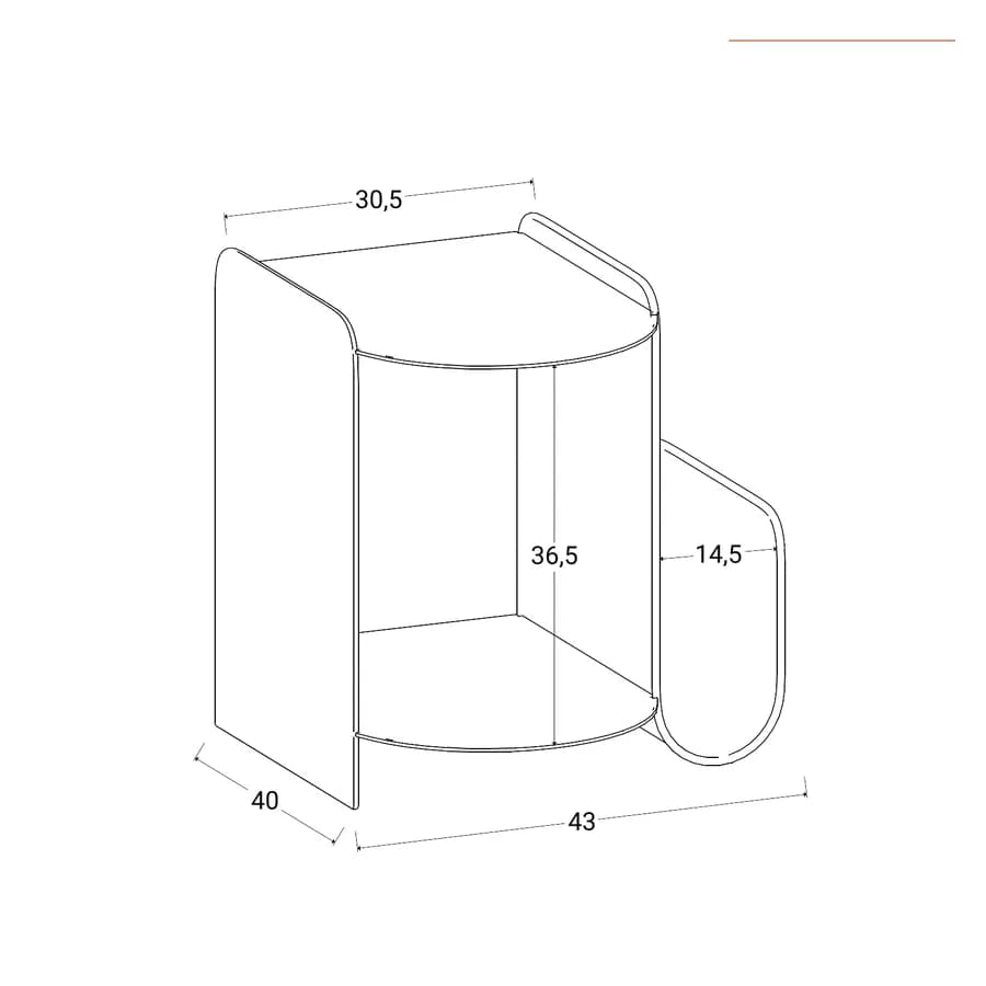 Tavolino da interno 43x46h cm in metallo bianco opaco con base incurvata - Tlimo