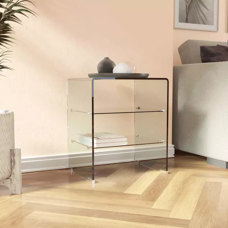 Tavolino 50x40 cm in vetro trasparente con ripiani - City