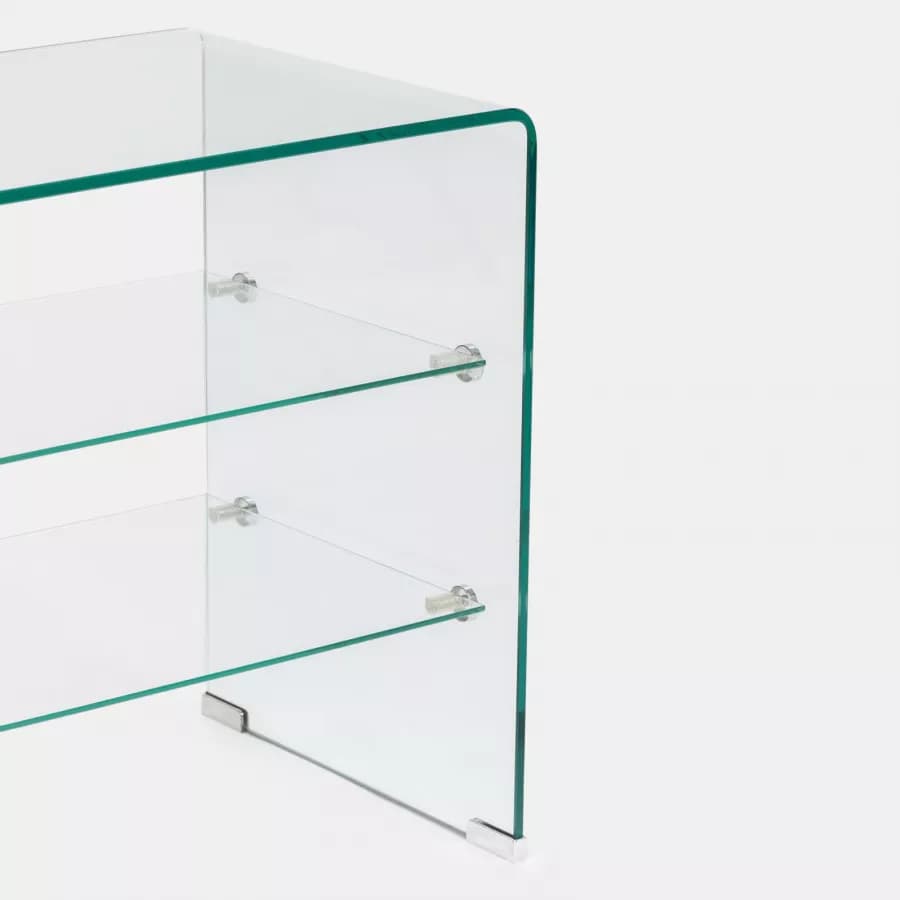 Tavolino 50x40 cm in vetro trasparente con ripiani - City