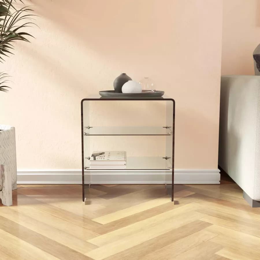 Tavolino 50x40 cm in vetro trasparente con ripiani - City
