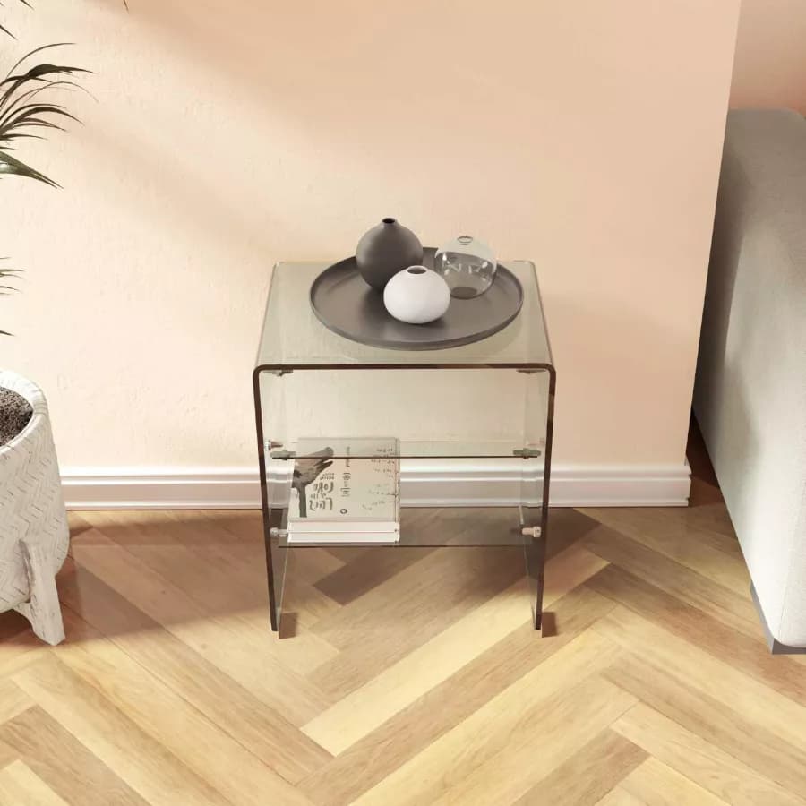 Tavolino 50x40 cm in vetro trasparente con ripiani - City