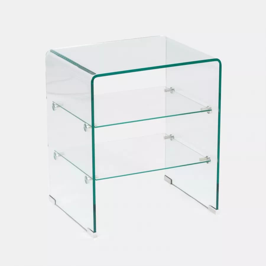 Tavolino 50x40 cm in vetro trasparente con ripiani - City