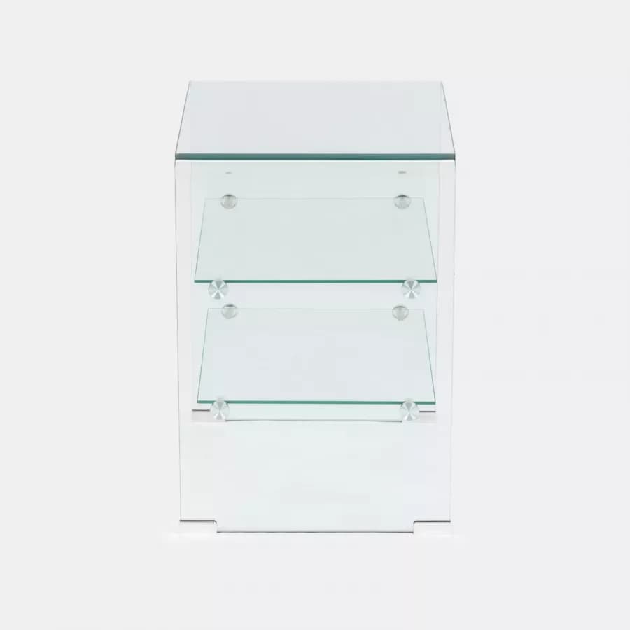 Tavolino 50x40 cm in vetro trasparente con ripiani - City