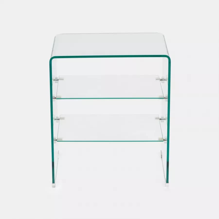Tavolino 50x40 cm in vetro trasparente con ripiani - City
