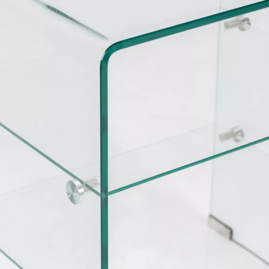 Tavolino 50x40 cm in vetro trasparente con ripiani - City