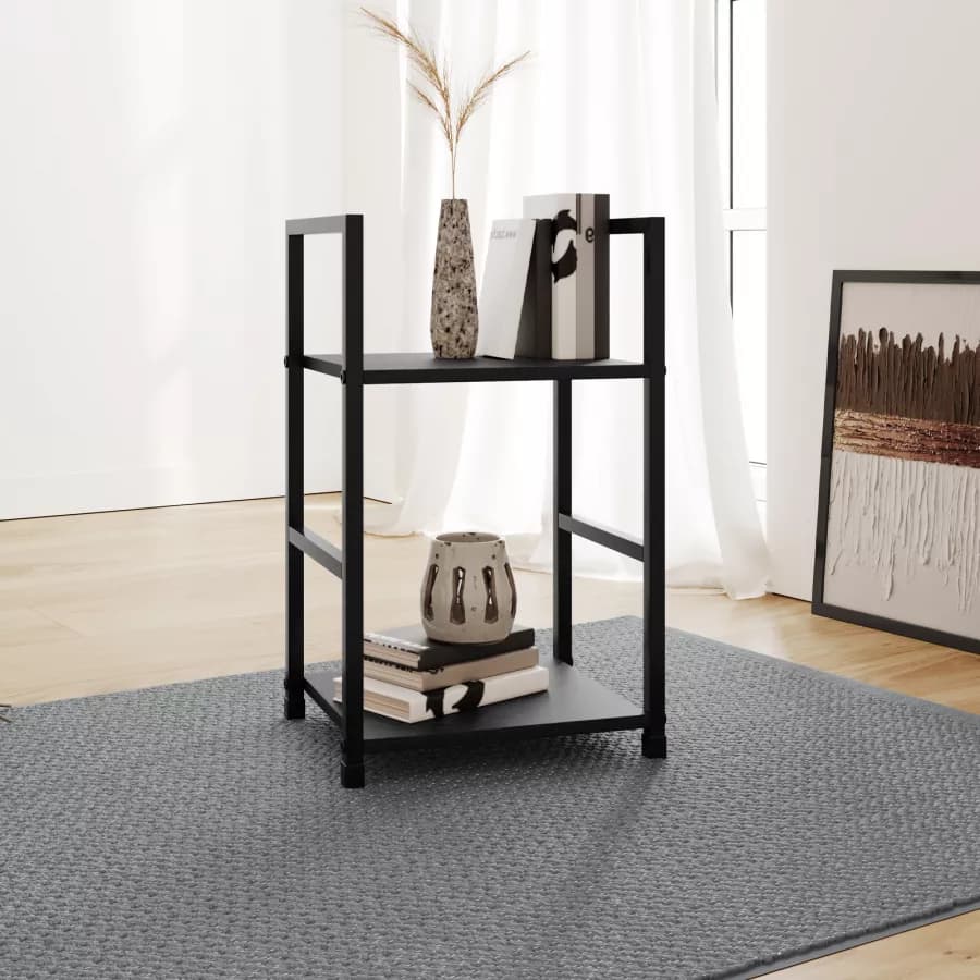 Tavolino in acciaio nero e legno rovere nero - Duke