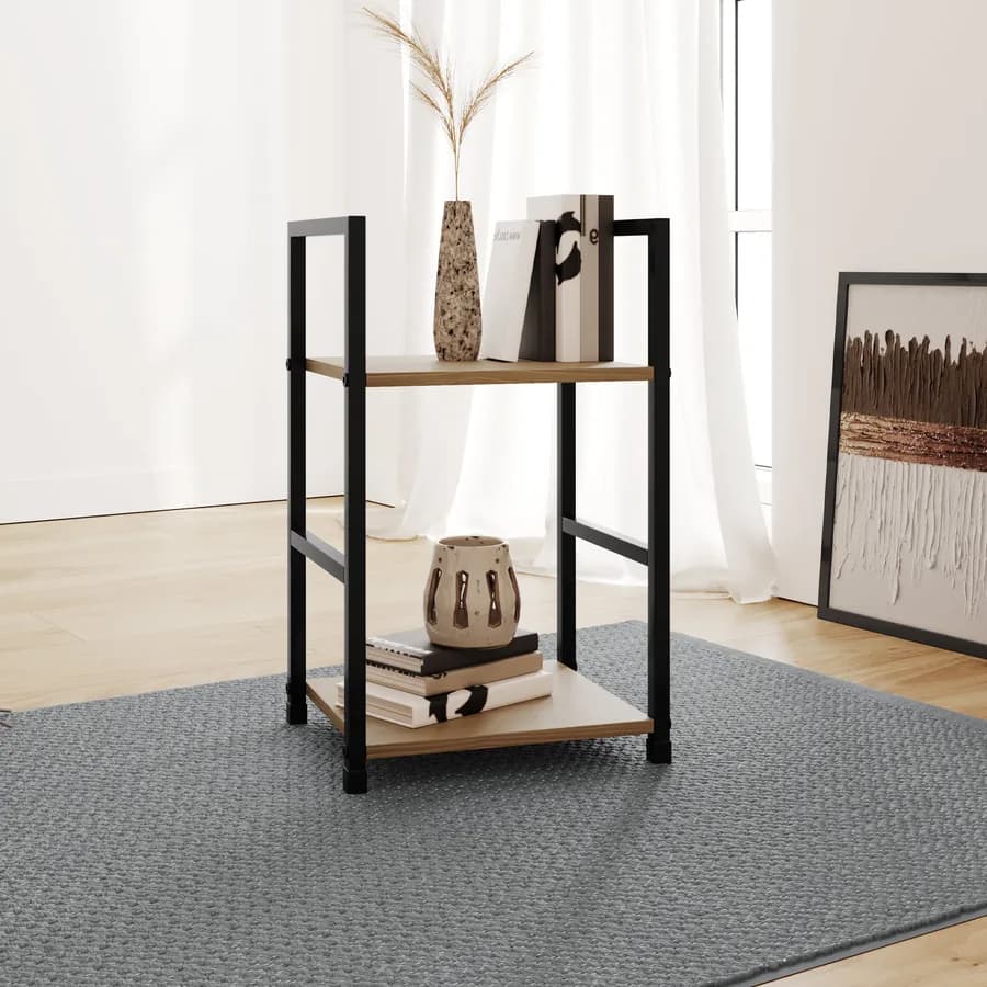 Tavolino in acciaio nero e legno rovere selvatico - Duke