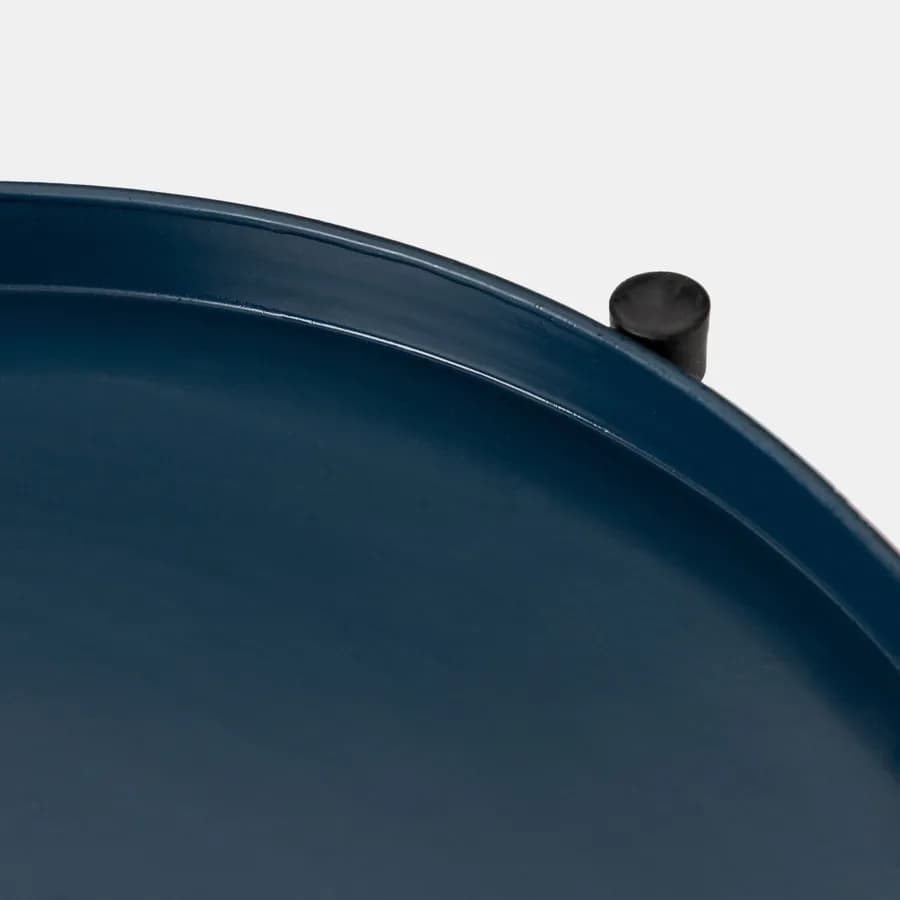 Tavolino pieghevole 37 cm con due ripiani in metallo blu notte - Kivi