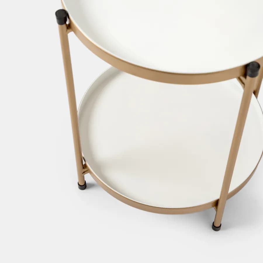 Tavolino pieghevole 37 cm con due ripiani in metallo oro - Kivi