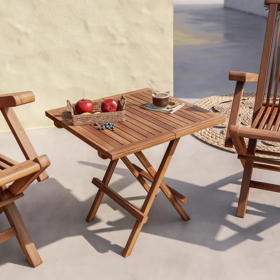 Tavolino pieghevole da giardino 50x50 cm in legno teak - Louis