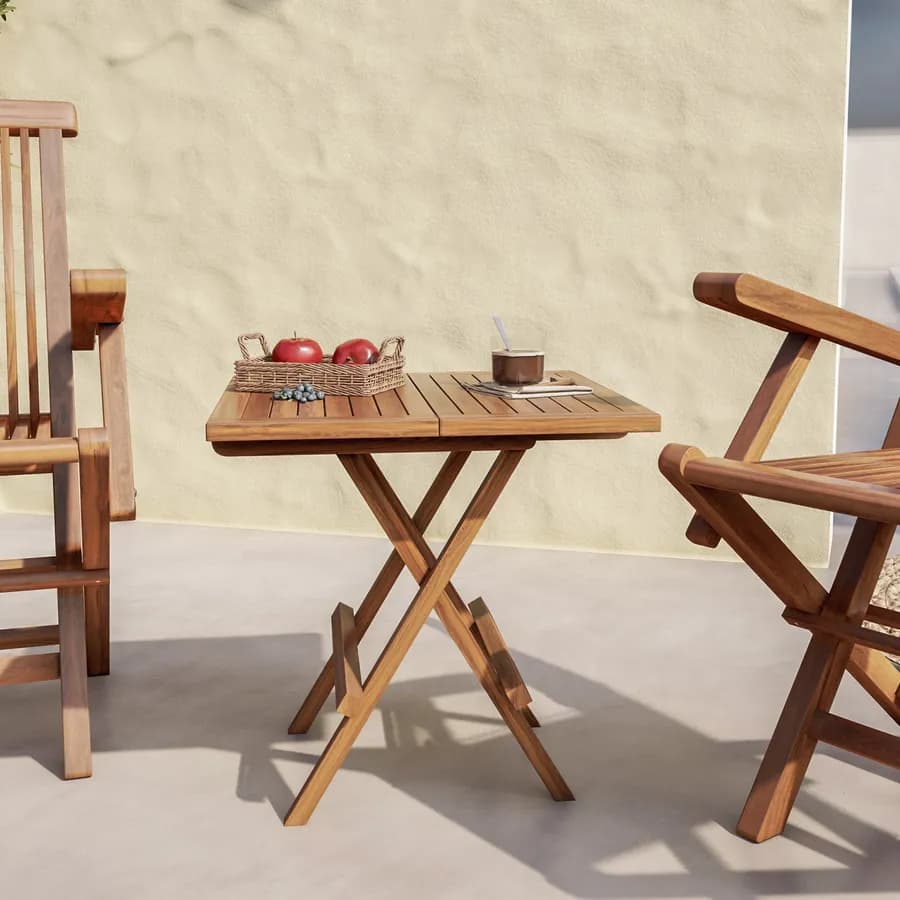Tavolino pieghevole da giardino 50x50 cm in legno teak - Louis
