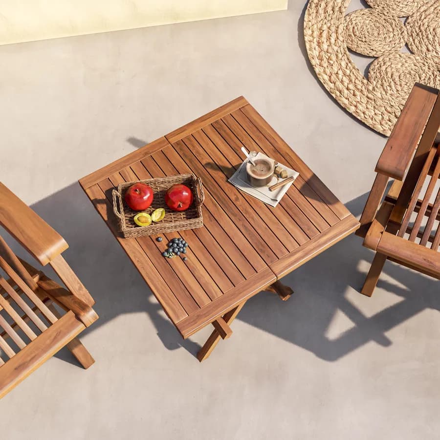 Tavolino pieghevole da giardino 50x50 cm in legno teak - Louis