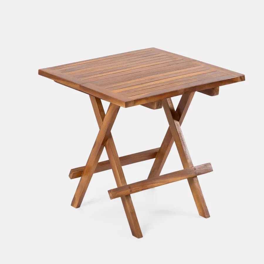 Tavolino pieghevole da giardino 50x50 cm in legno teak - Louis