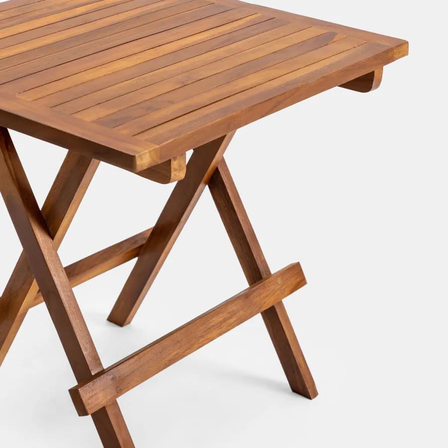 Tavolino pieghevole da giardino 50x50 cm in legno teak - Louis