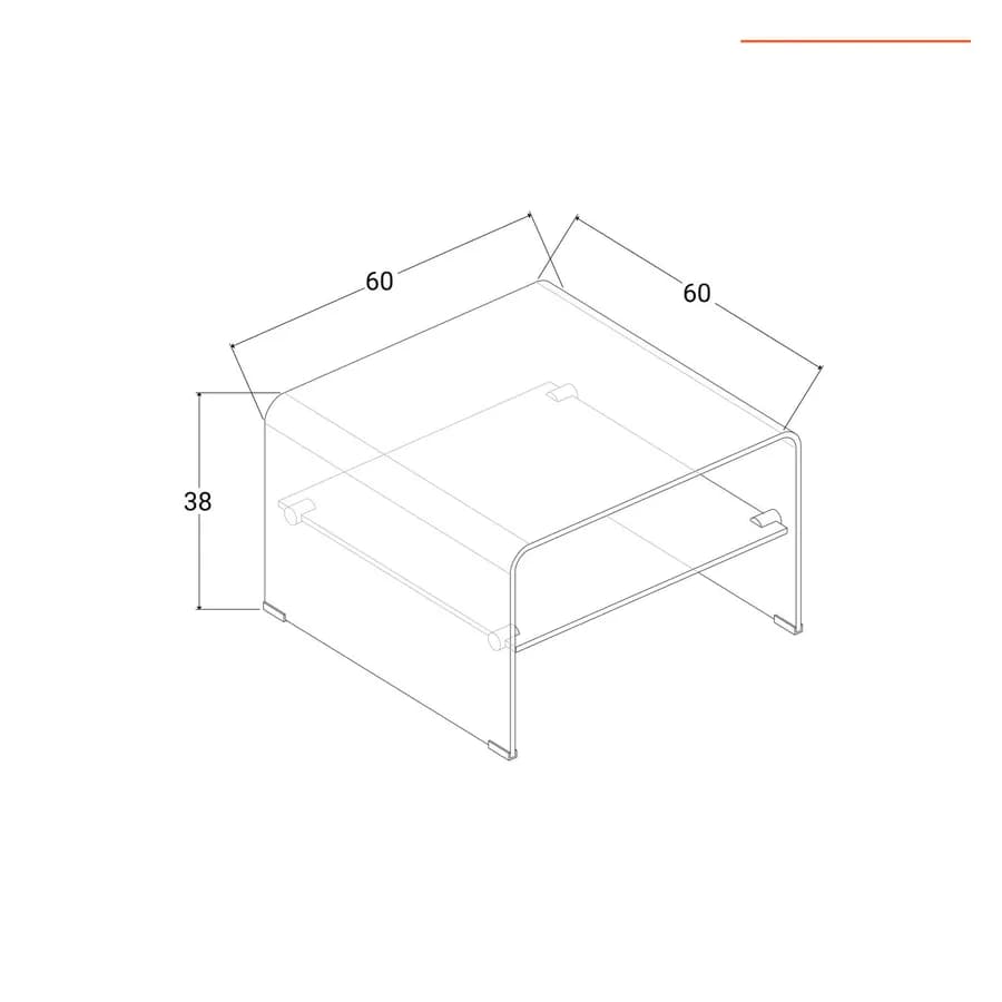 Tavolino 60x60 cm in vetro trasparente con ripiano - City