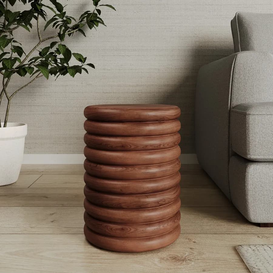 Tavolino rotondo 30 cm in legno di mango naturale - Julian