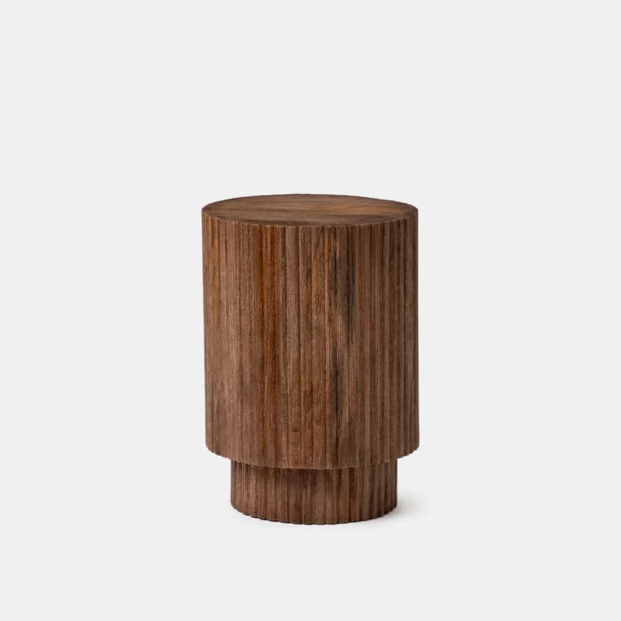 Tavolino rotondo 35 cm in legno di mango cannettato - Maltese