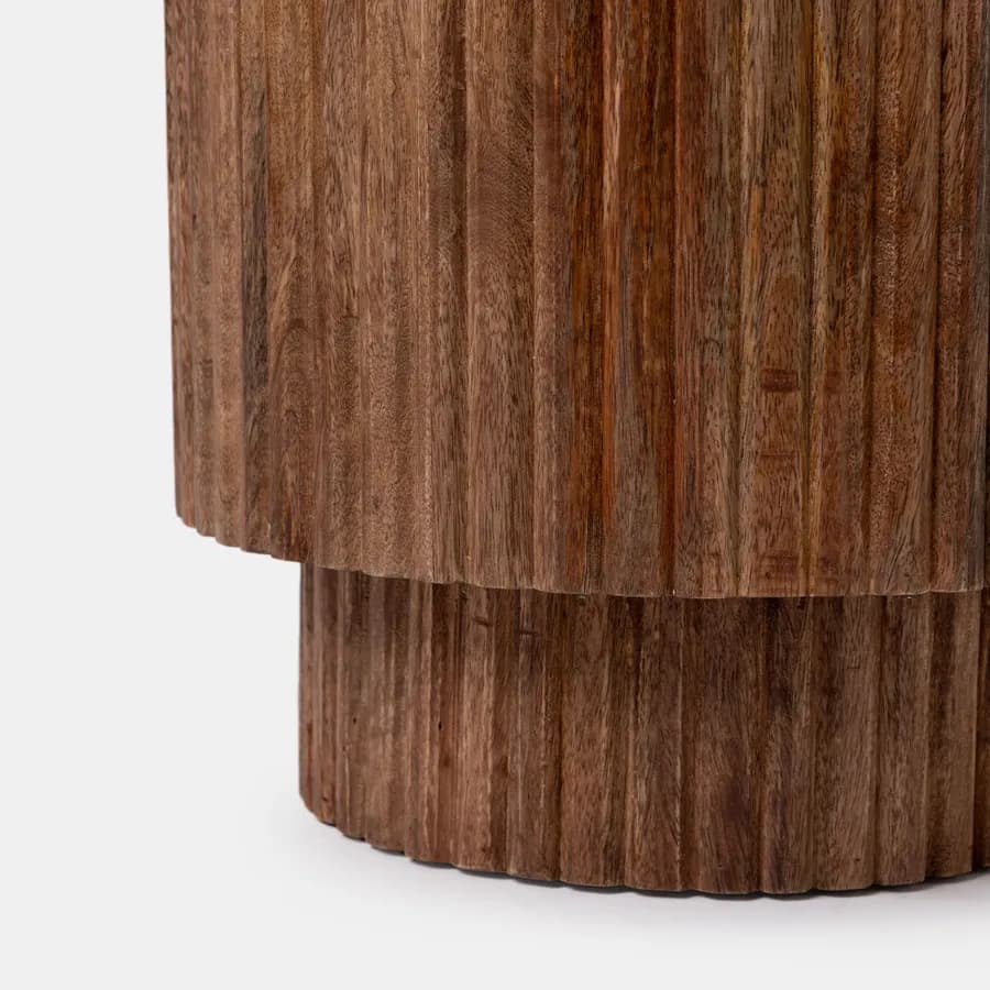 Tavolino rotondo 35 cm in legno di mango cannettato - Maltese