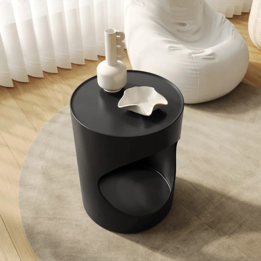 Tavolino rotondo 36 cm in metallo nero opaco - Disdag