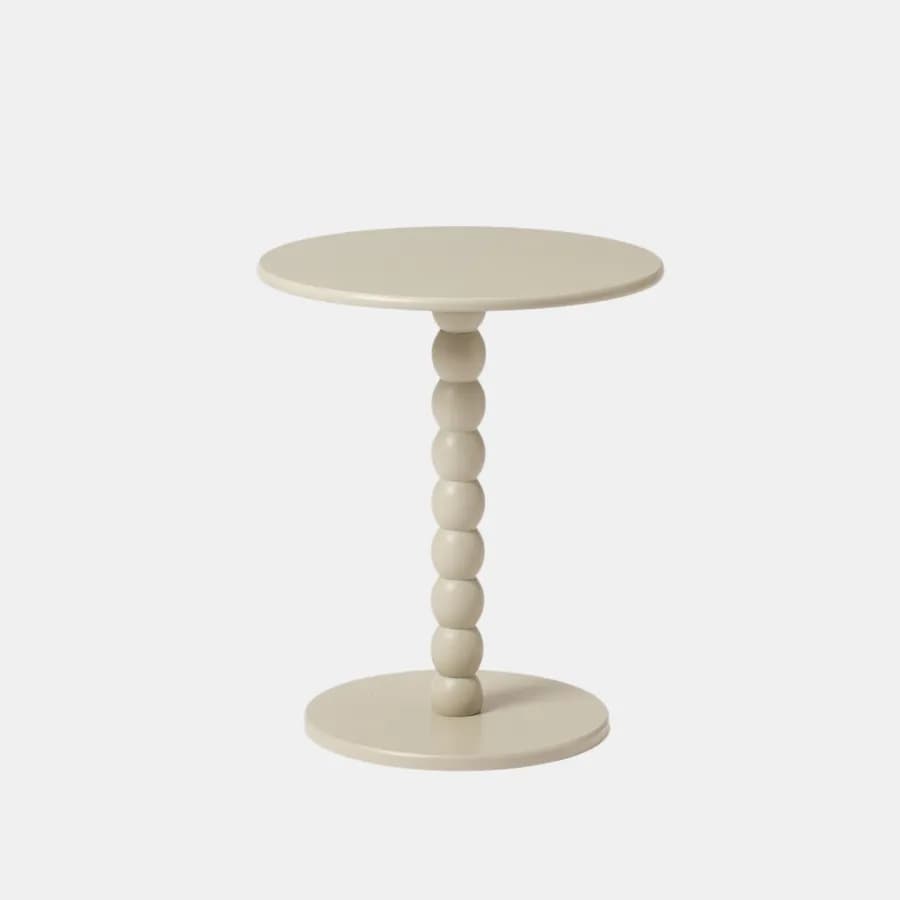 Tavolino rotondo 39 cm beige con modanature - Minek