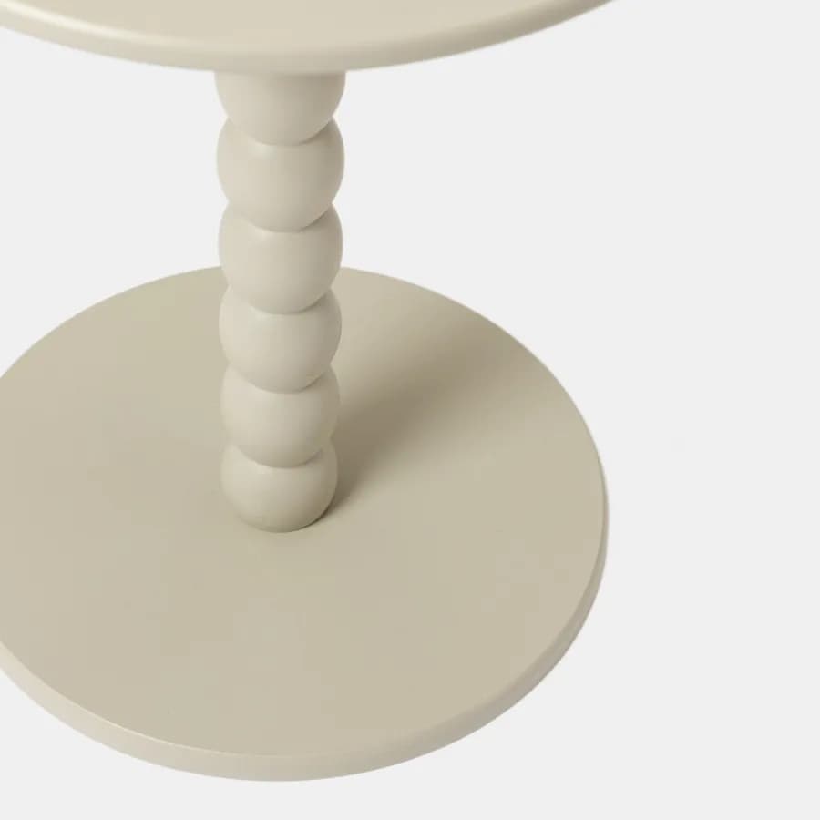 Tavolino rotondo 39 cm beige con modanature - Minek