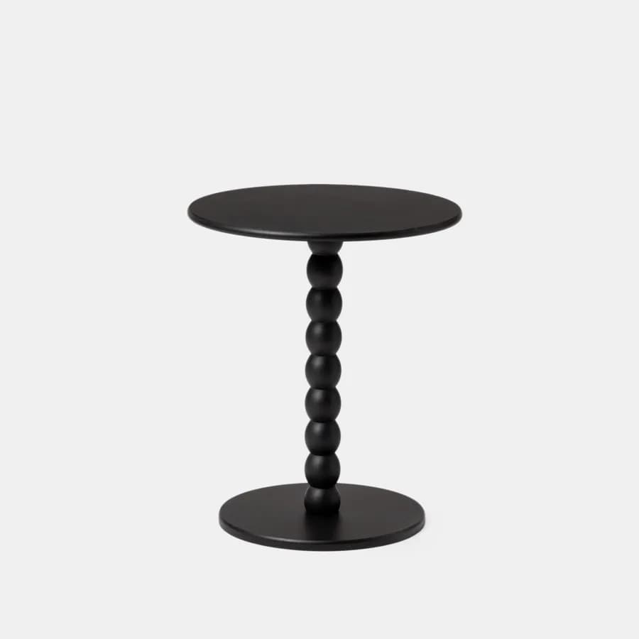 Tavolino rotondo 39 cm nero con modanature - Minek