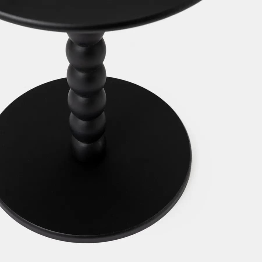 Tavolino rotondo 39 cm nero con modanature - Minek