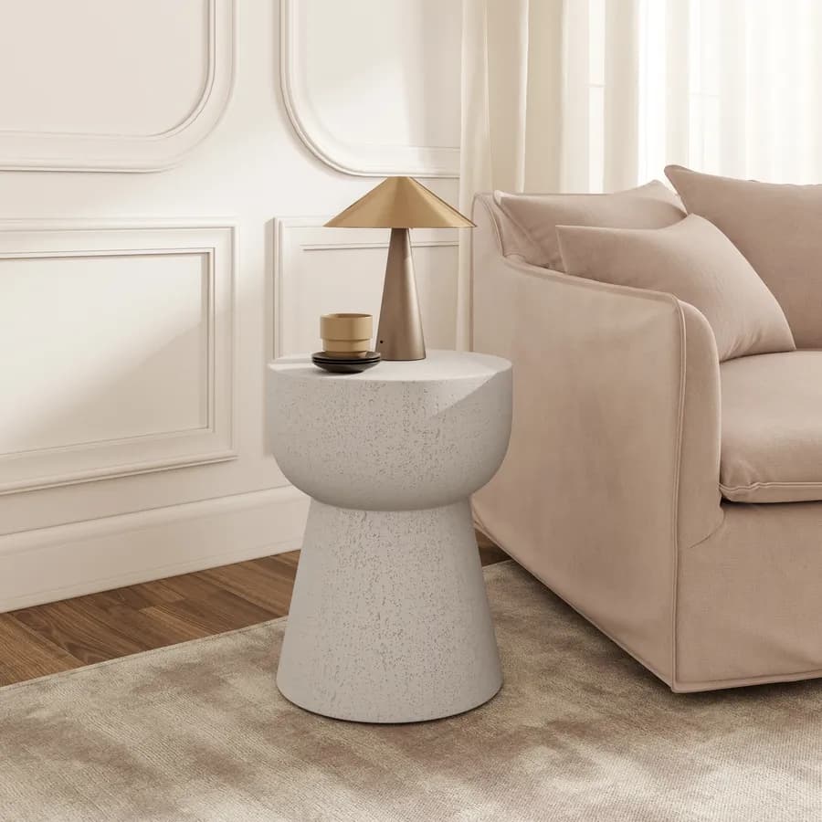Tavolino rotondo 40 cm crema in ossido di magnesio - Mypo