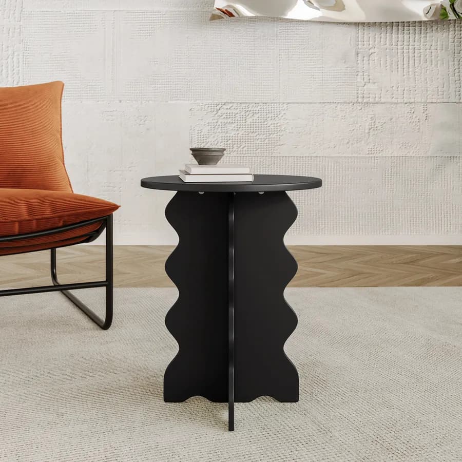 Tavolino rotondo 40 cm design moderno nero opaco - Trima